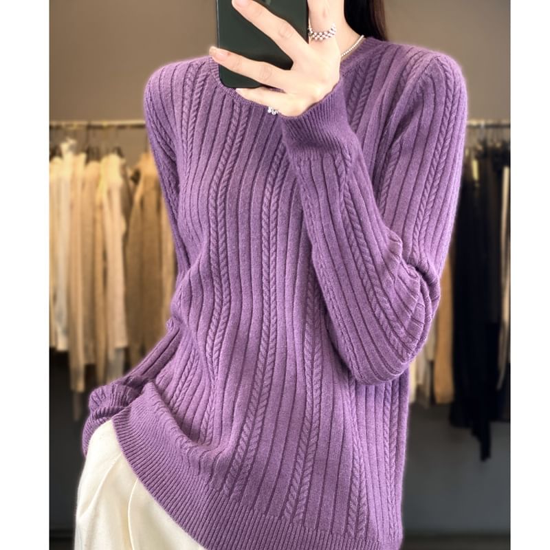 Crewneck Ribbed Plain Sweater