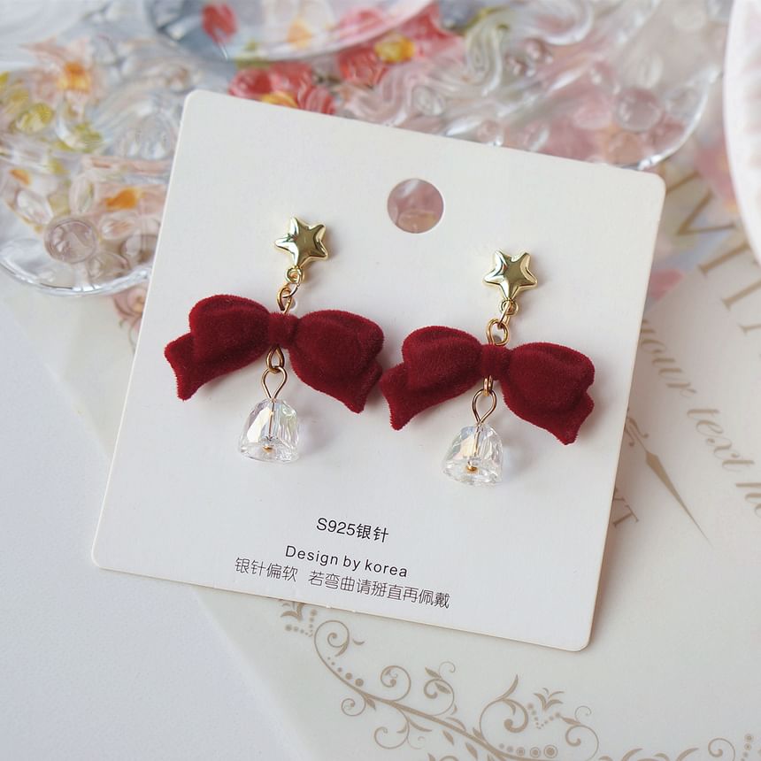 Dangle Alloy Flocking Earring Bow Bell