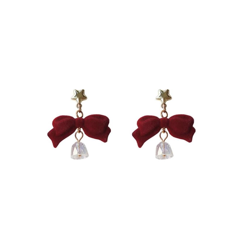 Dangle Alloy Flocking Earring Bow Bell
