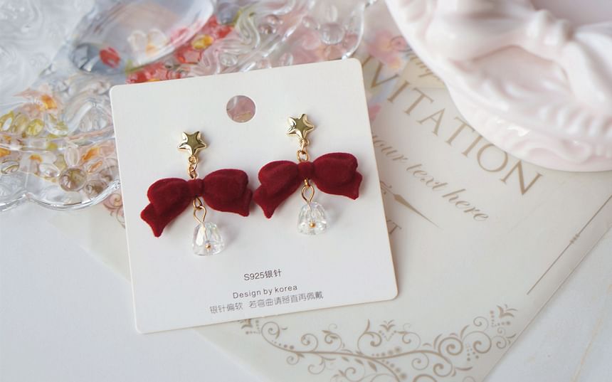 Dangle Alloy Flocking Earring Bow Bell