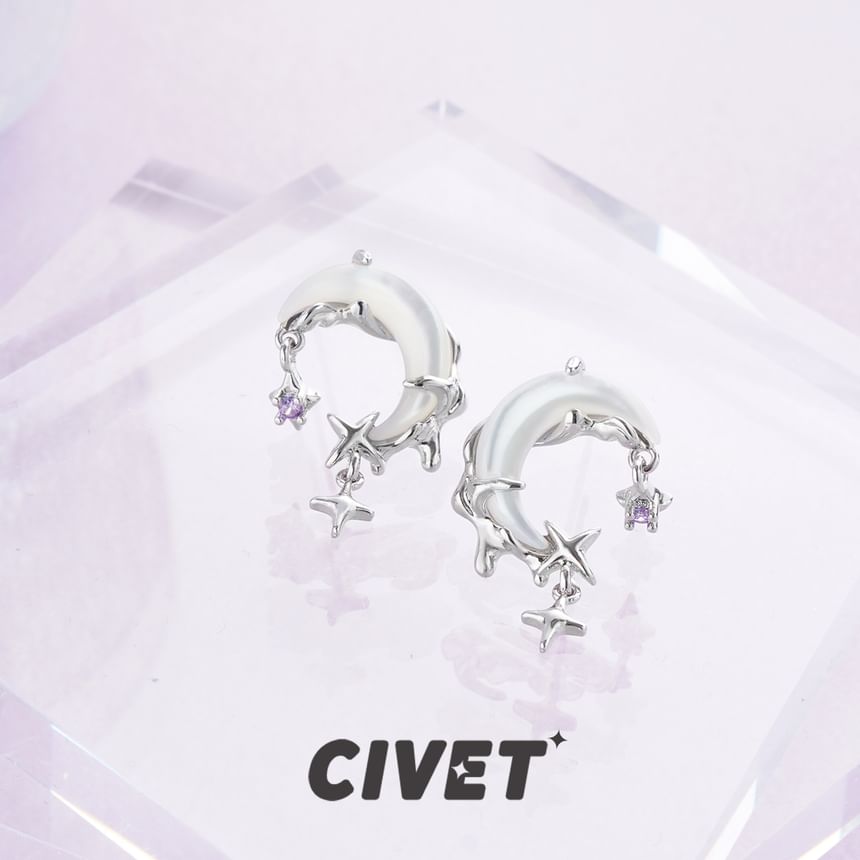 Earring Moon Rhinestone Alloy Cuff Drop Ear / Star