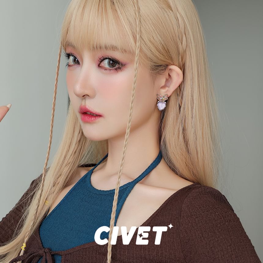 Drop Earring Bow Heart Alloy