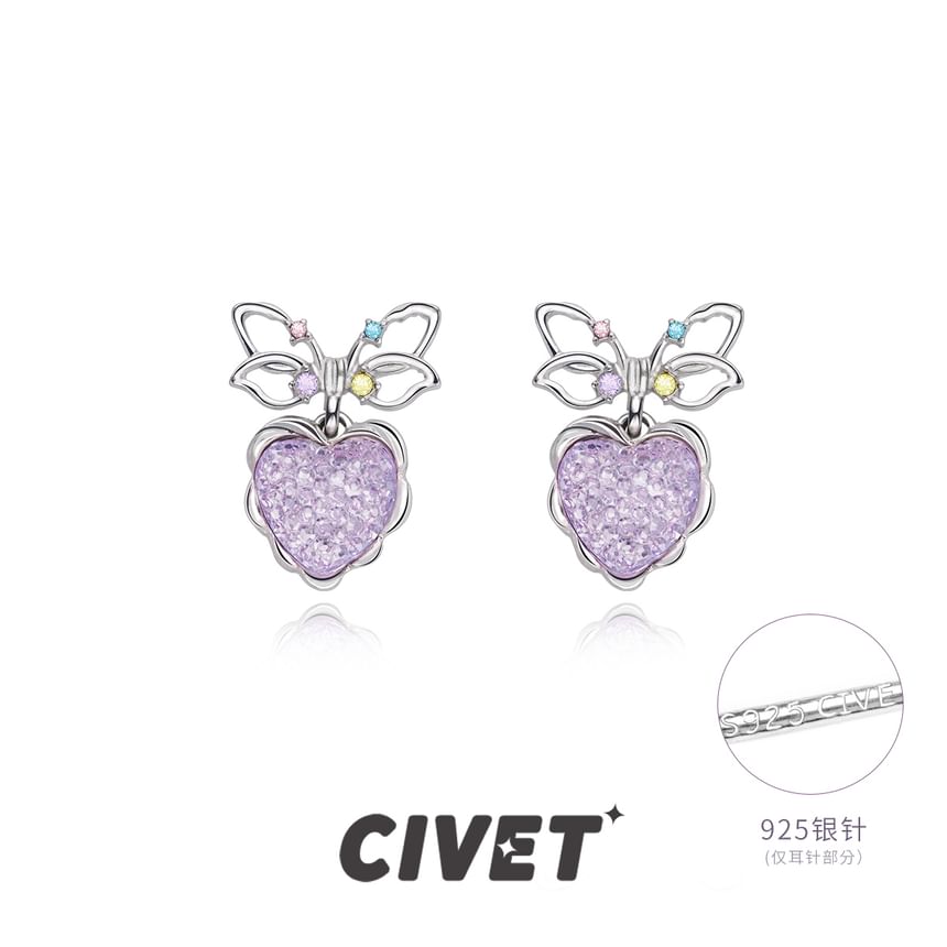 Drop Earring Bow Heart Alloy