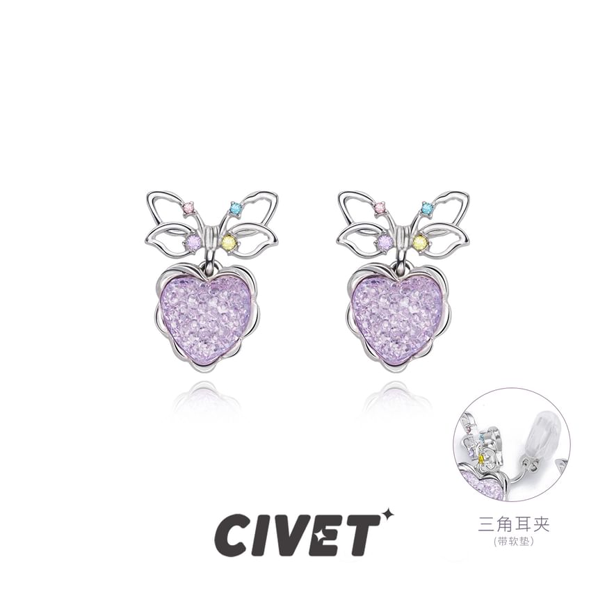 Drop Earring Bow Heart Alloy