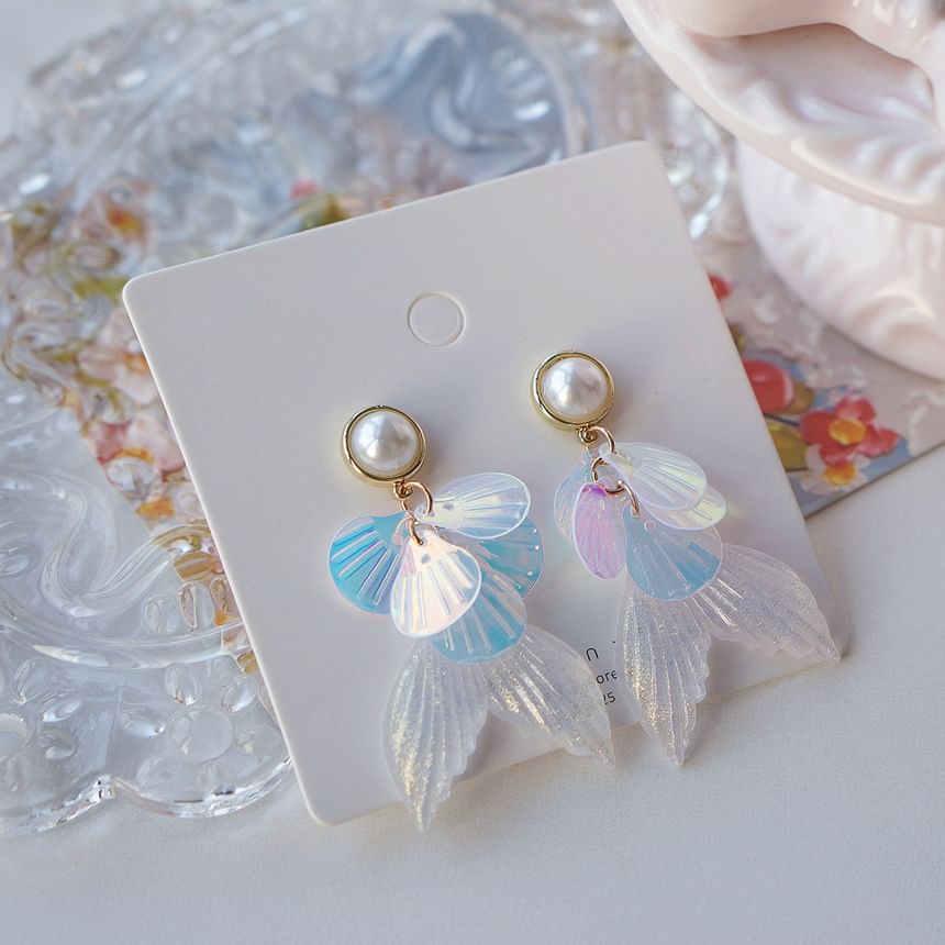 / Faux Drop Clip-On Mermaid Tail Earring Pearl
