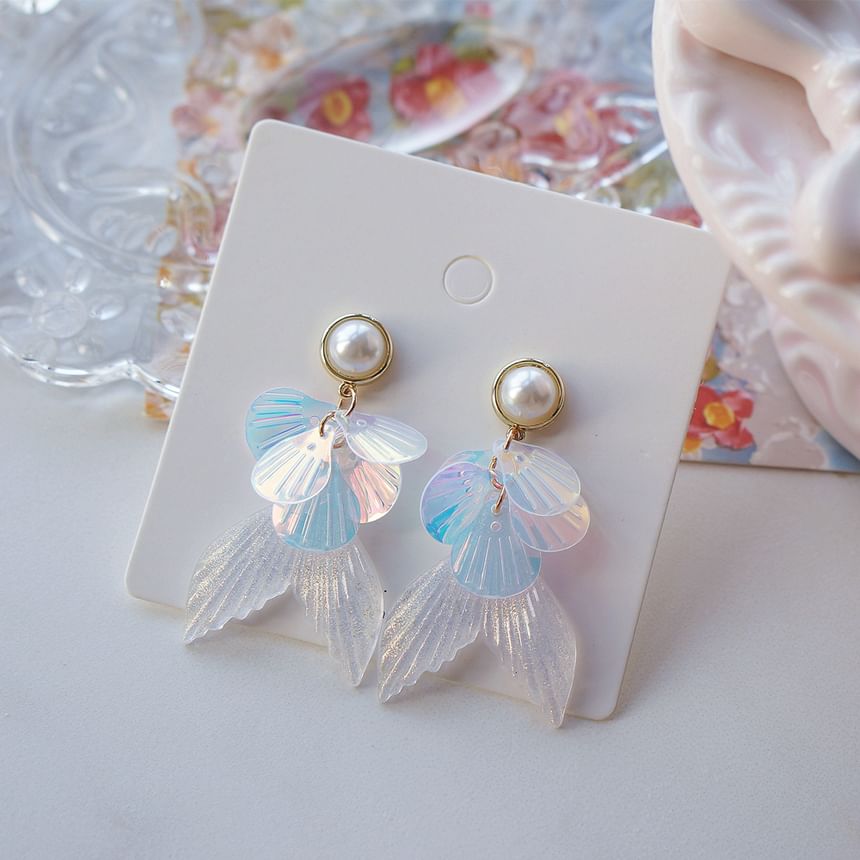 / Faux Drop Clip-On Mermaid Tail Earring Pearl
