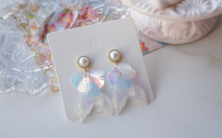 / Faux Drop Clip-On Mermaid Tail Earring Pearl