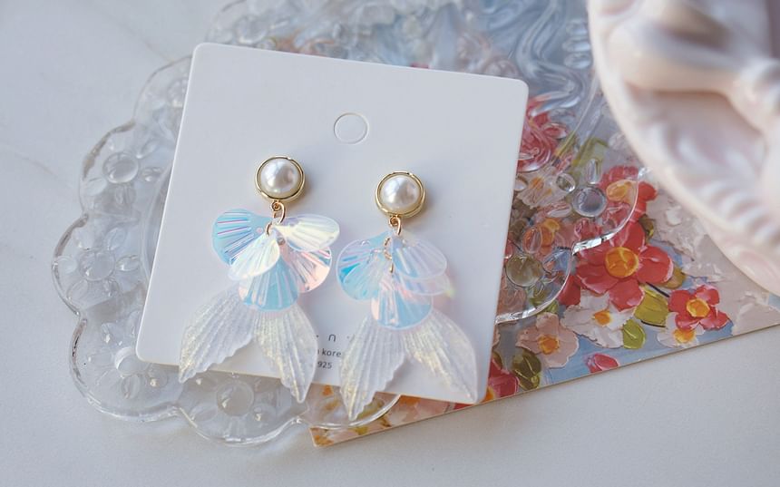 / Faux Drop Clip-On Mermaid Tail Earring Pearl