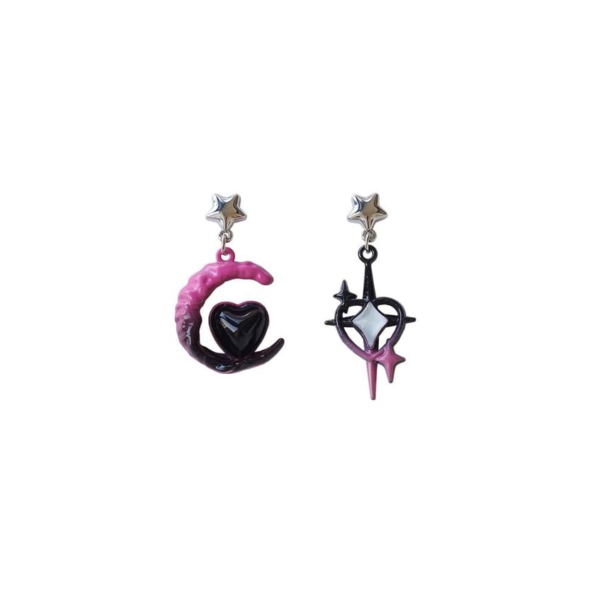 Drop Earring Moon Asymmetrical Star Clip-On /