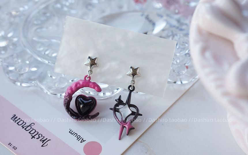 Drop Earring Moon Asymmetrical Star Clip-On /