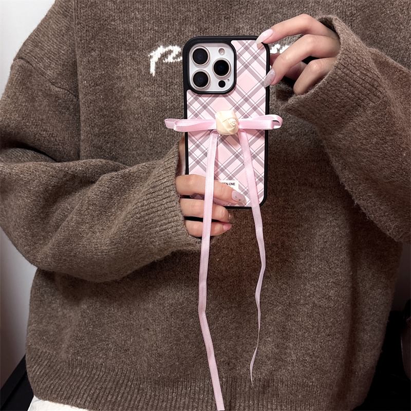 Adhesive Plaid Ribbon Set Decoration Phone Case /