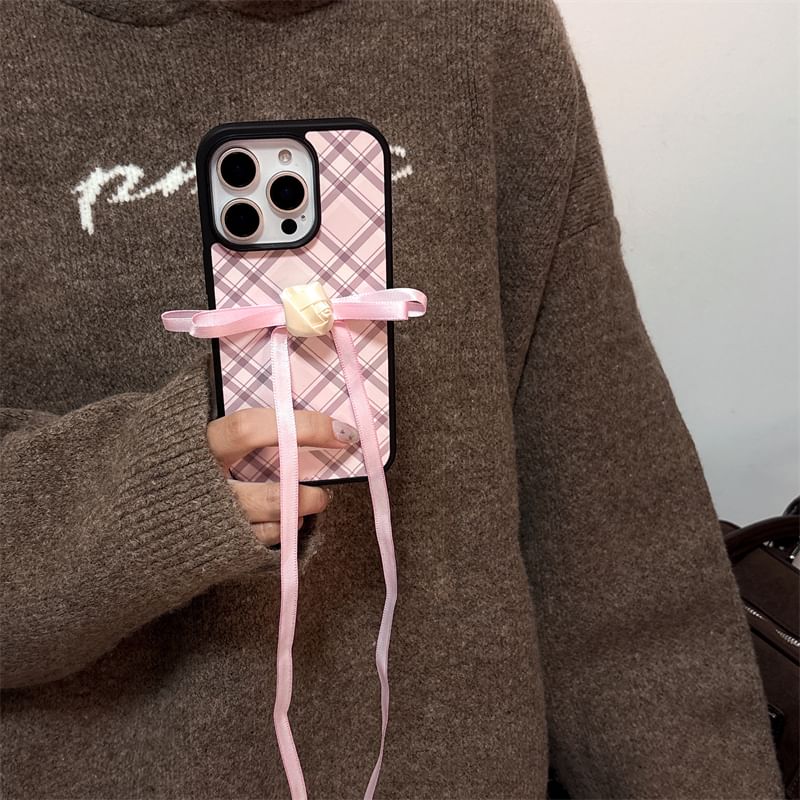 Adhesive Plaid Ribbon Set Decoration Phone Case /