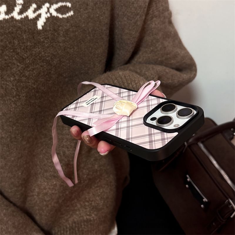 Adhesive Plaid Ribbon Set Decoration Phone Case /