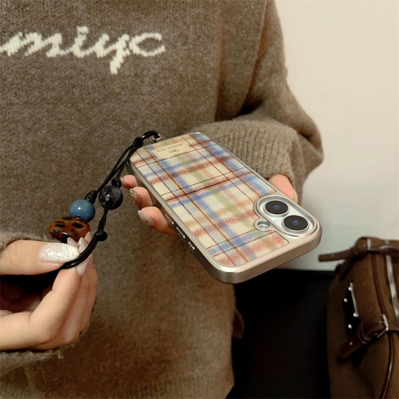 / Set Phone Strap Plaid Case