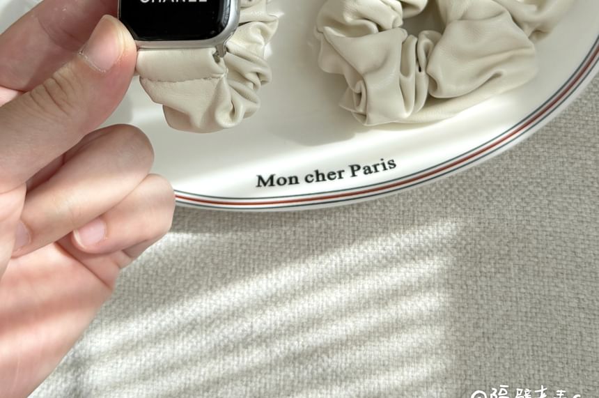 Band Faux Watch Apple Shirred Leather