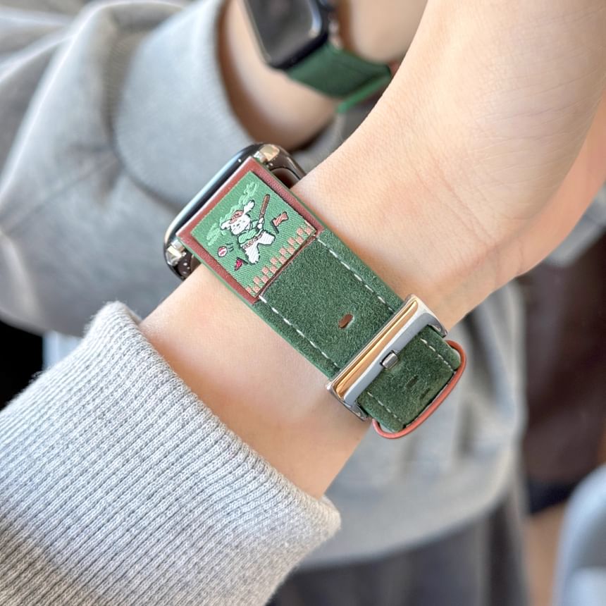 Leather Embroidered Genuine Animal Watch Apple Band