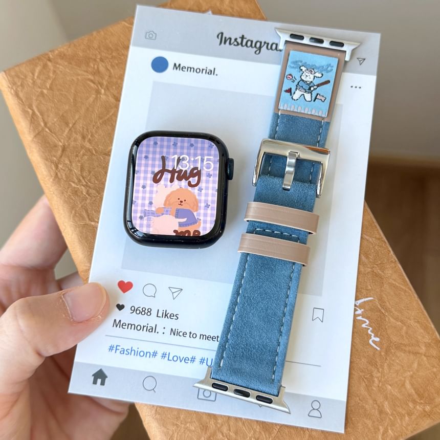 Leather Embroidered Genuine Animal Watch Apple Band