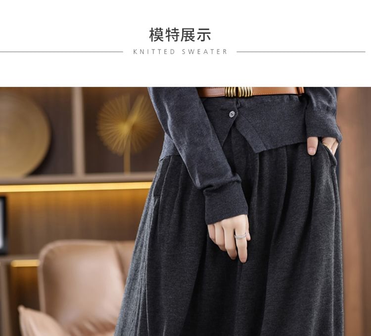 Elastic Waist Plain Midi A-Line Skirt