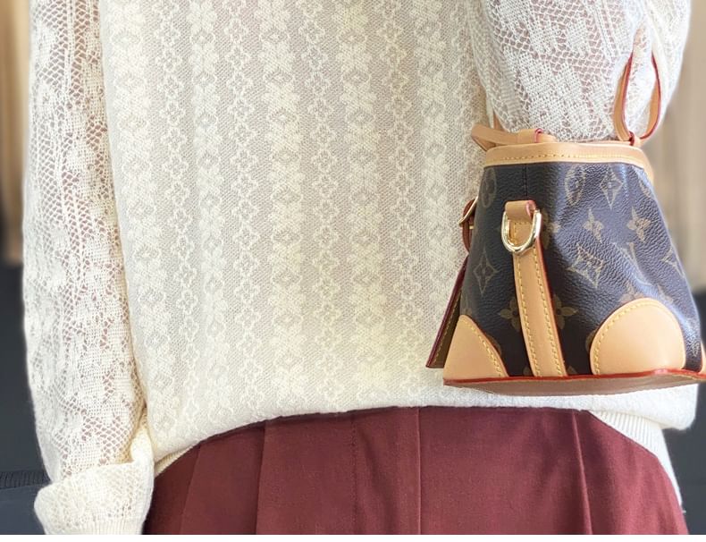 Long Sleeve Mock Neck Plain Beaded Knit Top