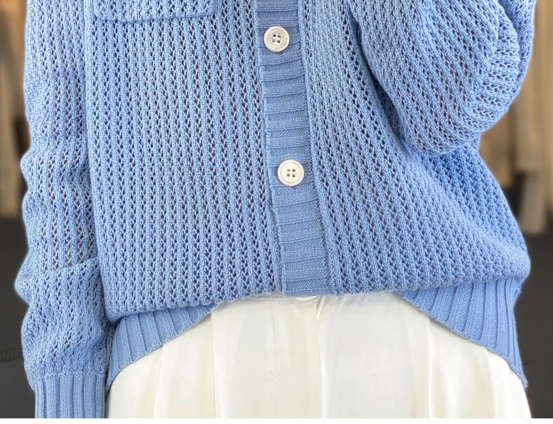 Crew Neck Plain Cardigan