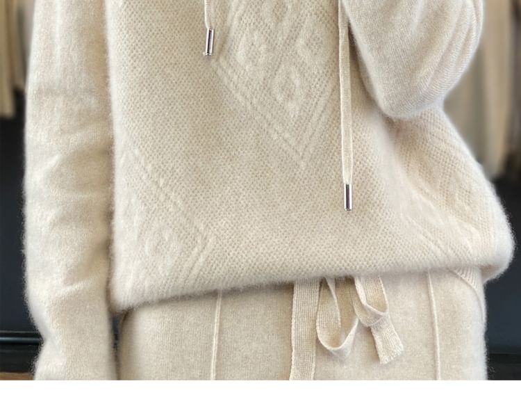 Plain Textured Hood Sweater