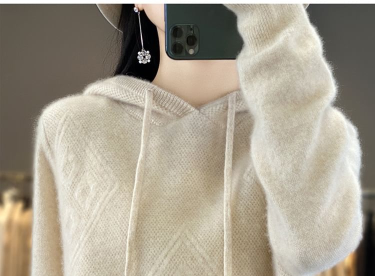Plain Textured Hood Sweater