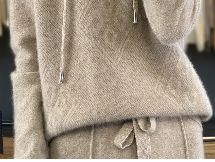Plain Textured Hood Sweater