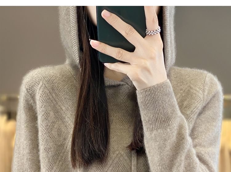 Plain Textured Hood Sweater