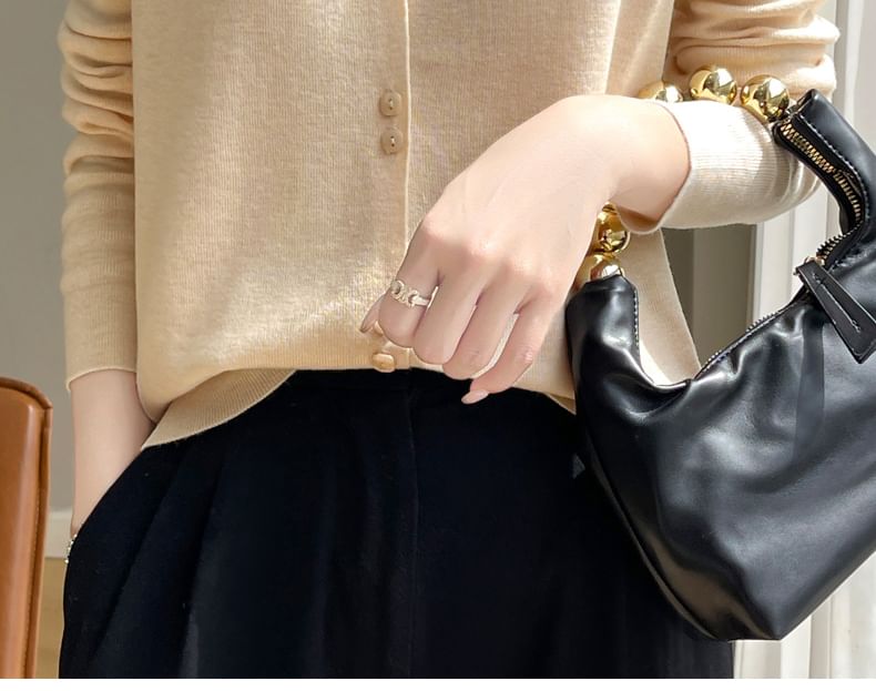 Collared Plain Cardigan