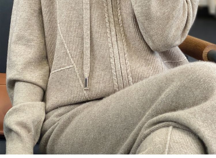 Plain Hood Zip Cardigan