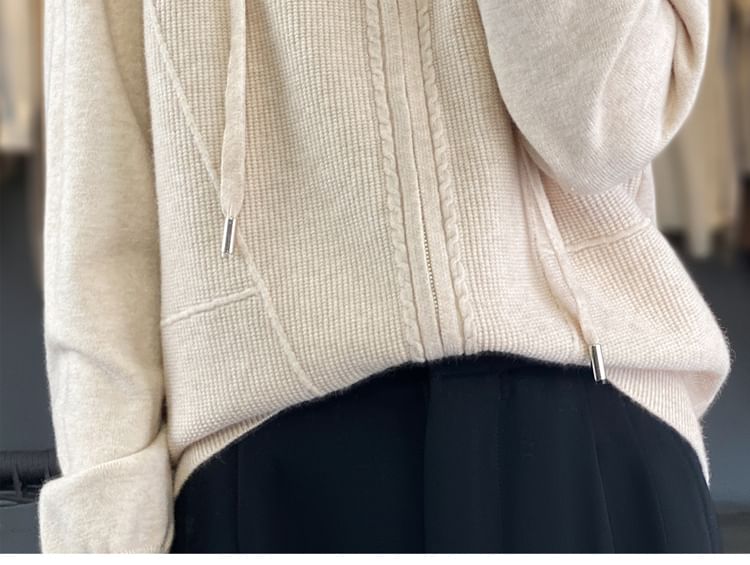 Plain Hood Zip Cardigan