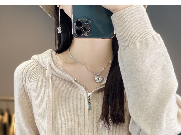 Plain Hood Zip Cardigan