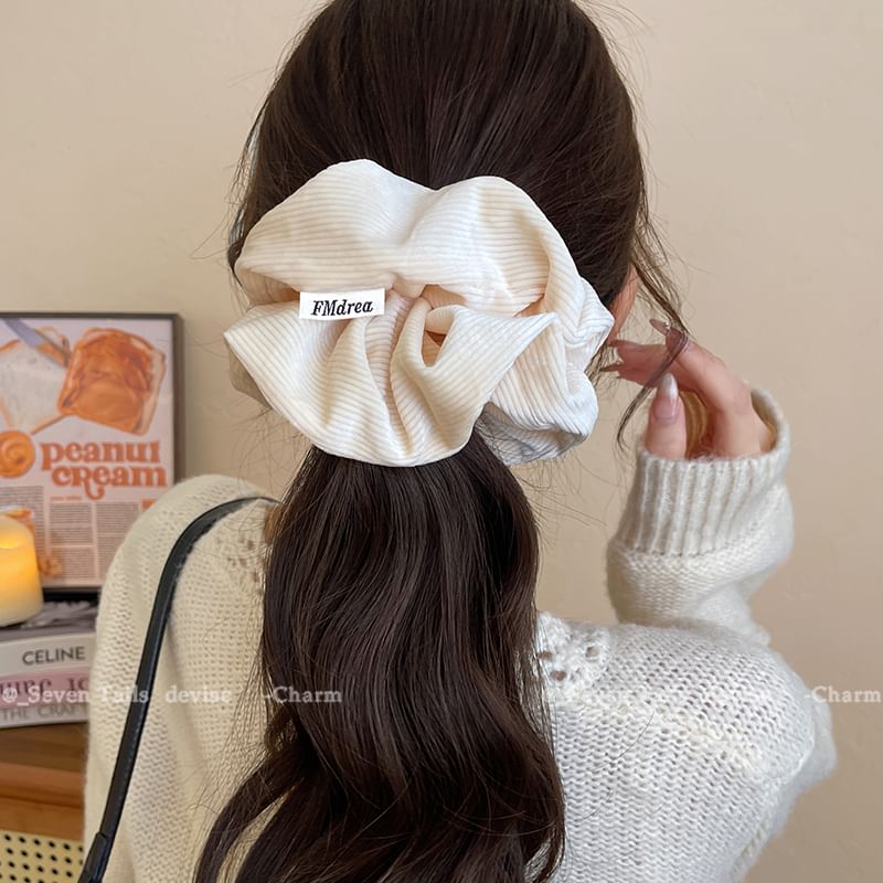 Striped Lettering Scrunchie Label