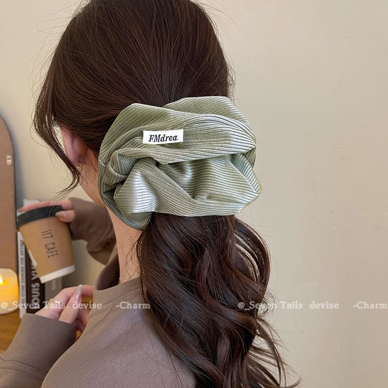 Striped Lettering Scrunchie Label