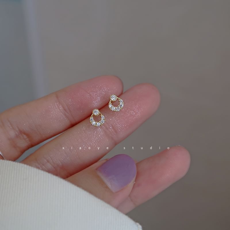 S925 Silver Rhinestone Earring Sterling Stud