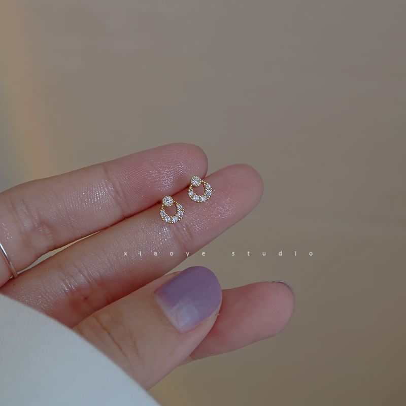 S925 Silver Rhinestone Earring Sterling Stud