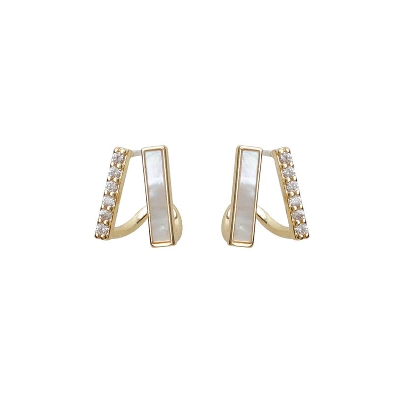 Earring Shell Rhinestone Alloy Stud