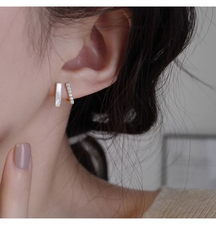 Earring Shell Rhinestone Alloy Stud