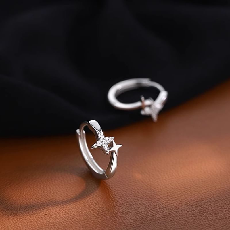 Star Hoop Rhinestone Earring Alloy