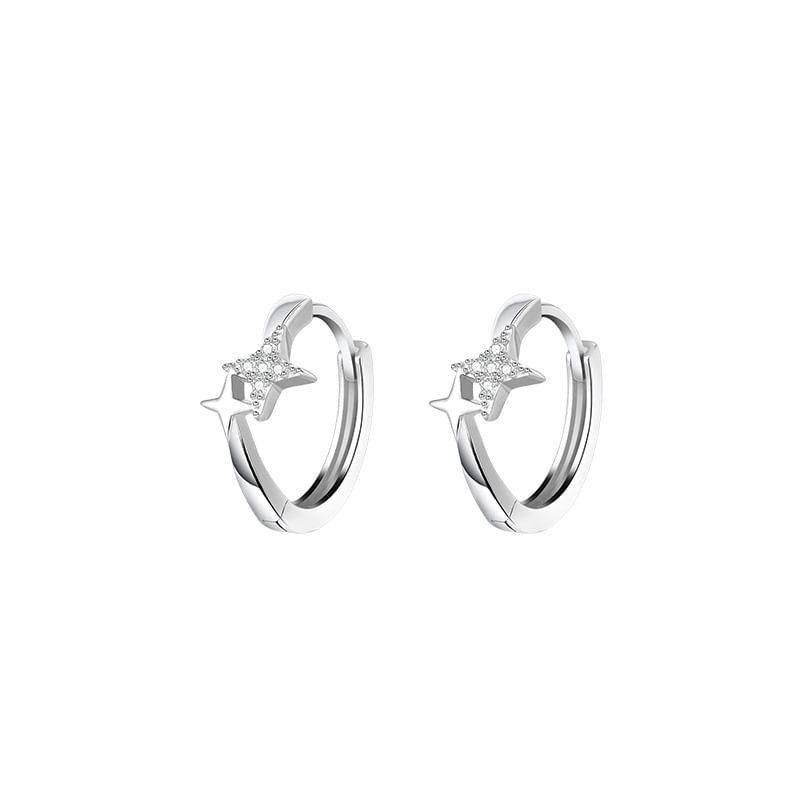 Star Hoop Rhinestone Earring Alloy