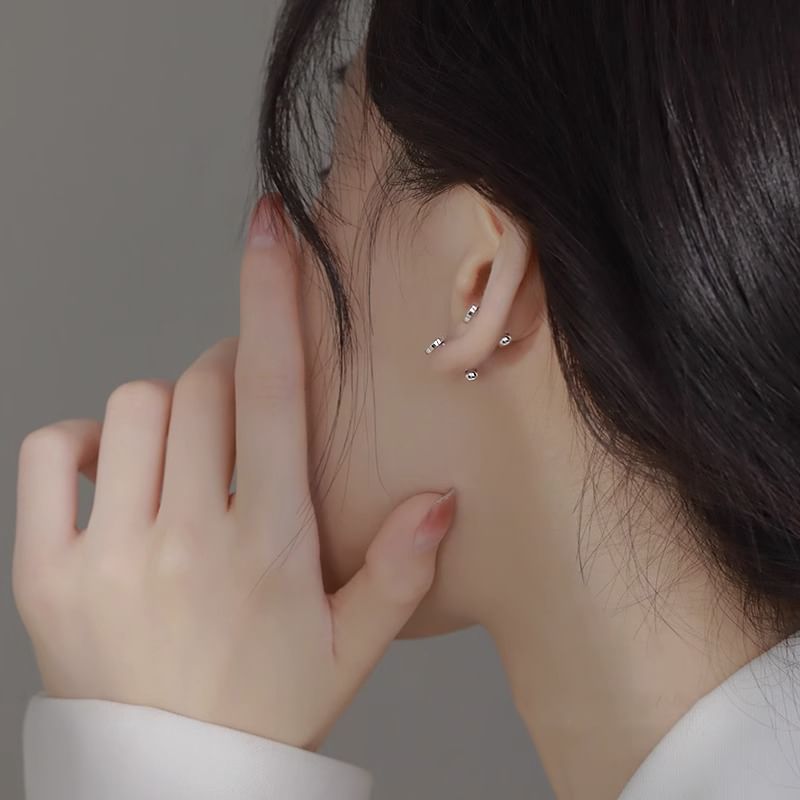 Heart Alloy Barbell Asymmetrical Rhinestone Earring