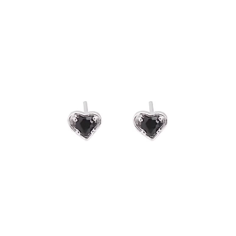 Alloy Stud Rhinestone Heart Earring