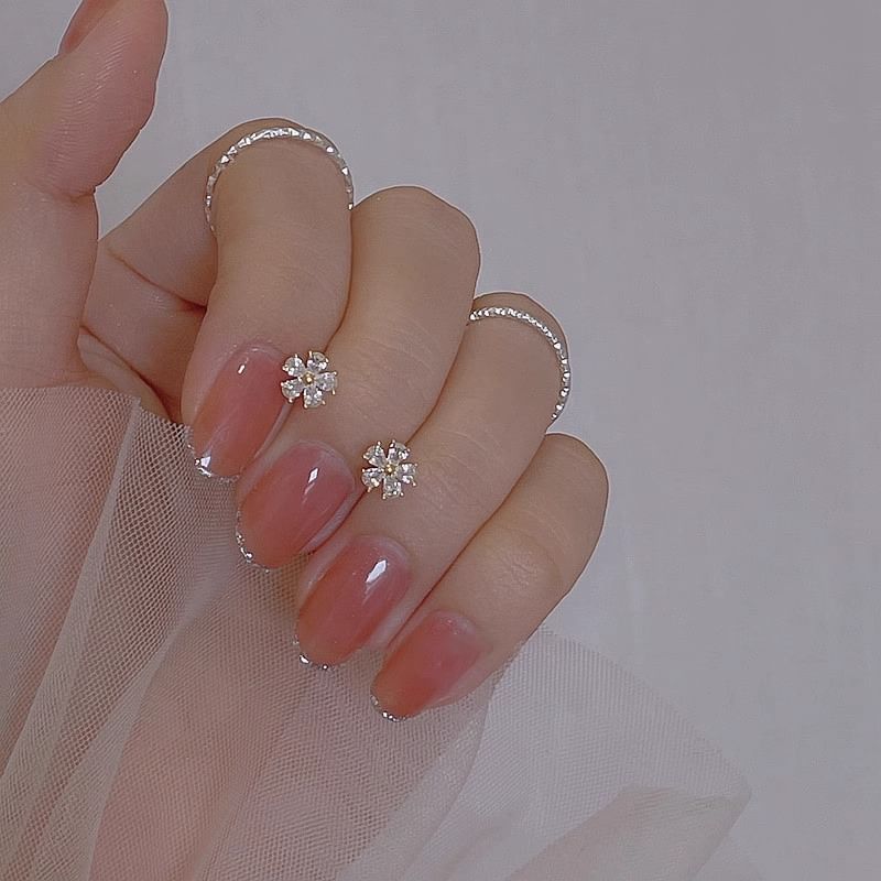 Rhinestone Alloy Earring Stud Floral