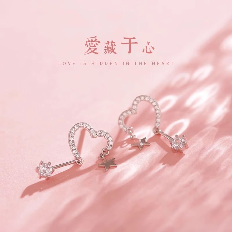 Star Drop Alloy Heart Earring