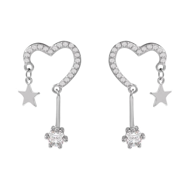 Star Drop Alloy Heart Earring