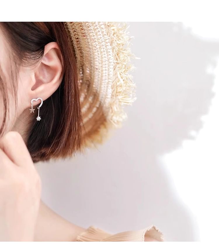 Star Drop Alloy Heart Earring