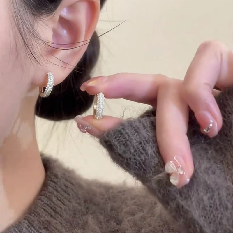 Earring Hoop Rhinestone Alloy