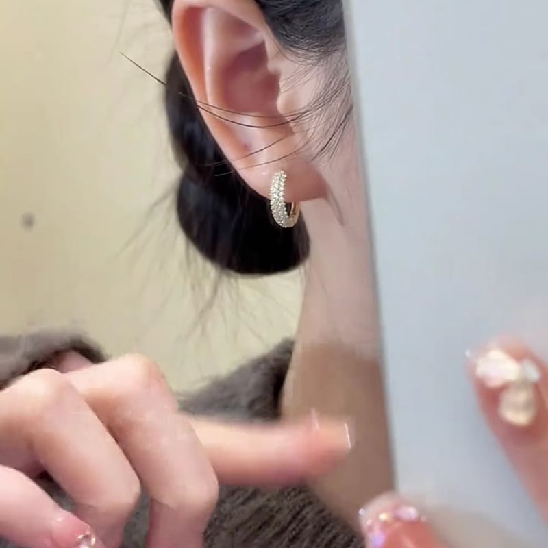 Earring Hoop Rhinestone Alloy