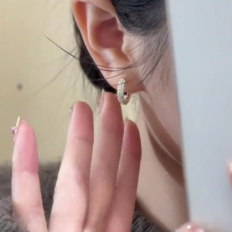 Earring Hoop Rhinestone Alloy