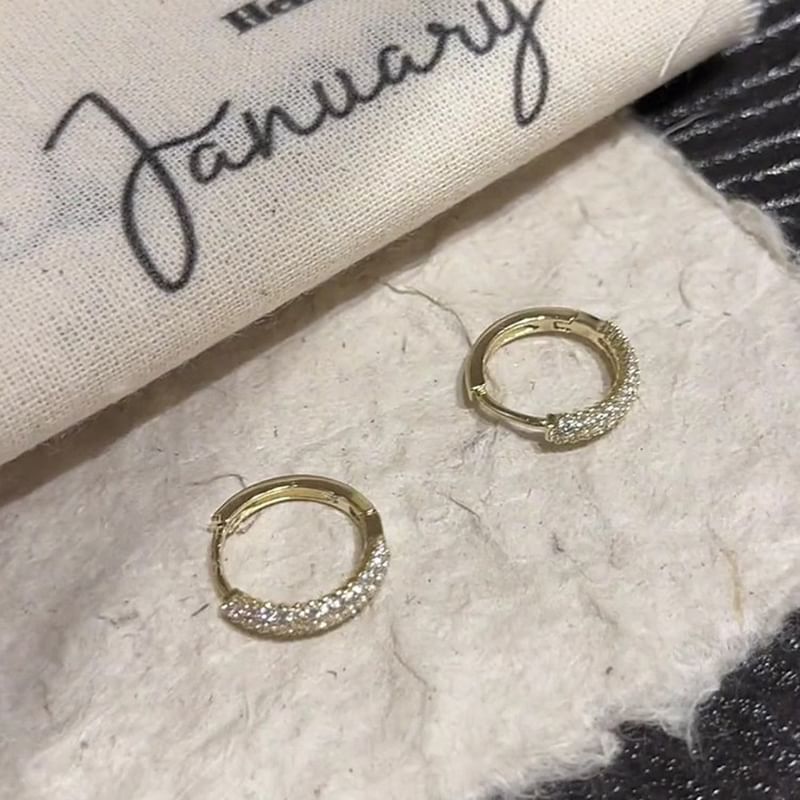 Earring Hoop Rhinestone Alloy